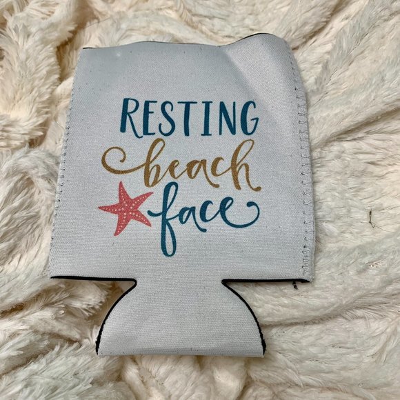 Resting Beach Face Can Koozie for Resort Vacay Beach or Pool - Picture 3 of 3